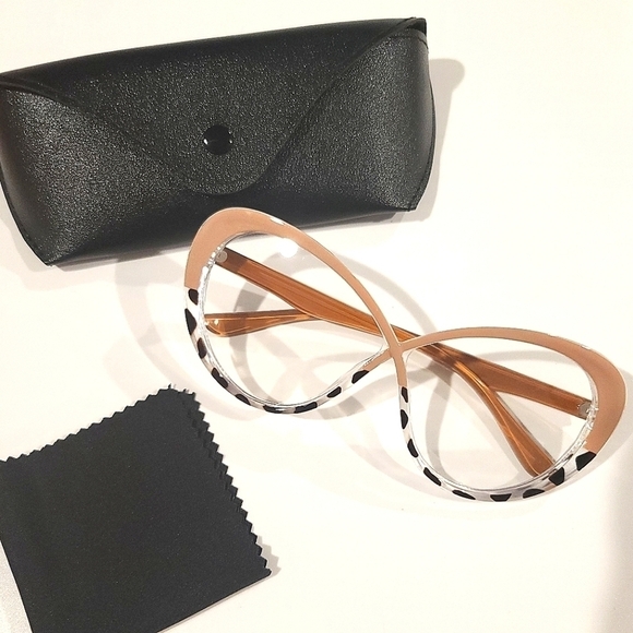 Blue Light Blocking Cat Eye Leopard Print/Beige Computer Glasses (no power) - Picture 12 of 12